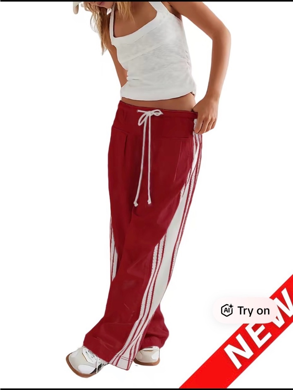 NWOT Red Women's Drawstring Athletic Track Pants. Size XL